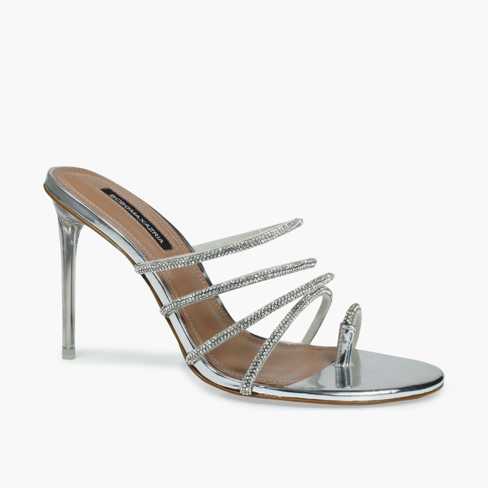 New BCBGMaxazria Nappa Silver Stiletto Heels Sz 8 Ret.$259